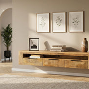 IRON CRAFT TV unit 160 cm wall-mounted mango wood natural