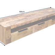 IRON CRAFT TV unit 160 cm wall-mounted mango wood natural