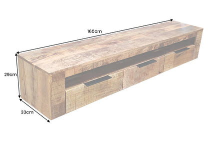 IRON CRAFT TV unit 160 cm wall-mounted mango wood natural