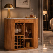 TRES CHIC bar table 120 cm mango wood natural with white marble top