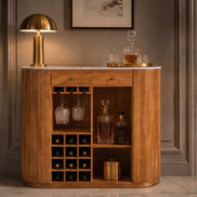TRES CHIC bar table 120 cm mango wood natural with white marble top