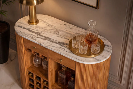 TRES CHIC bar table 120 cm mango wood natural with white marble top