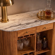 TRES CHIC bar table 120 cm mango wood natural with white marble top