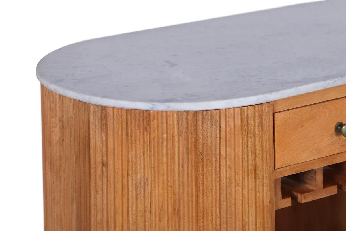 TRES CHIC bar table 120 cm mango wood natural with white marble top