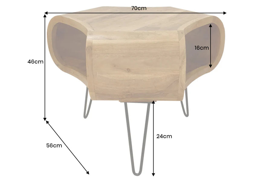 Dohányzóasztal ORGANIC LIVING 70 cm akácfa barna mézszínű felület
