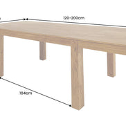 Étkezőasztal PURE 120-200 cm bővíthető akácfa 95 mm természetes mézszínű felület