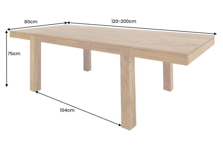 Étkezőasztal PURE 120-200 cm bővíthető akácfa 95 mm természetes mézszínű felület