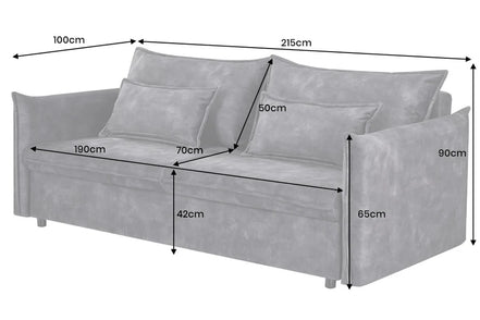 Kanapéágy APARTMENT 215 cm 3 személyes szürke bársony