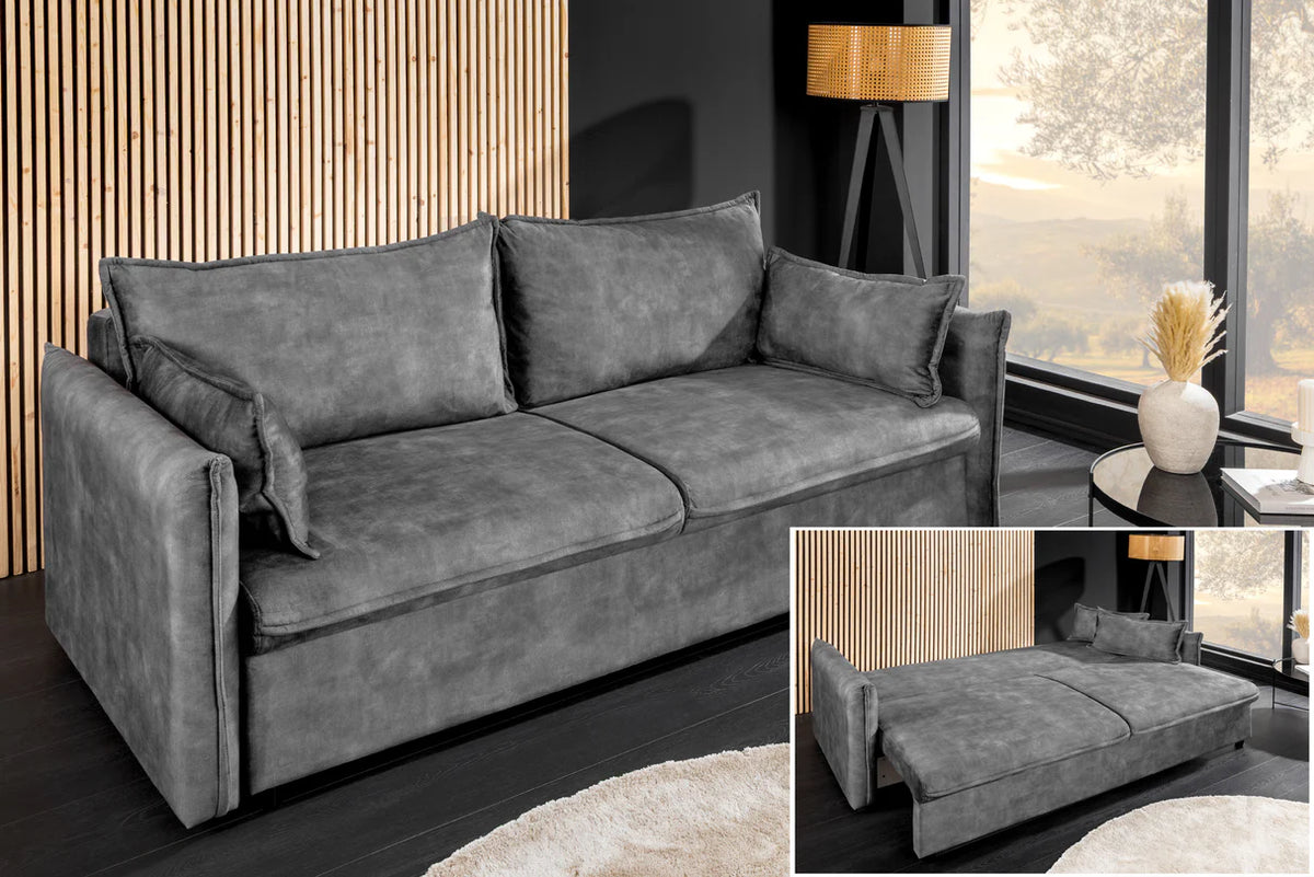 Kanapéágy APARTMENT 215 cm 3 személyes szürke bársony