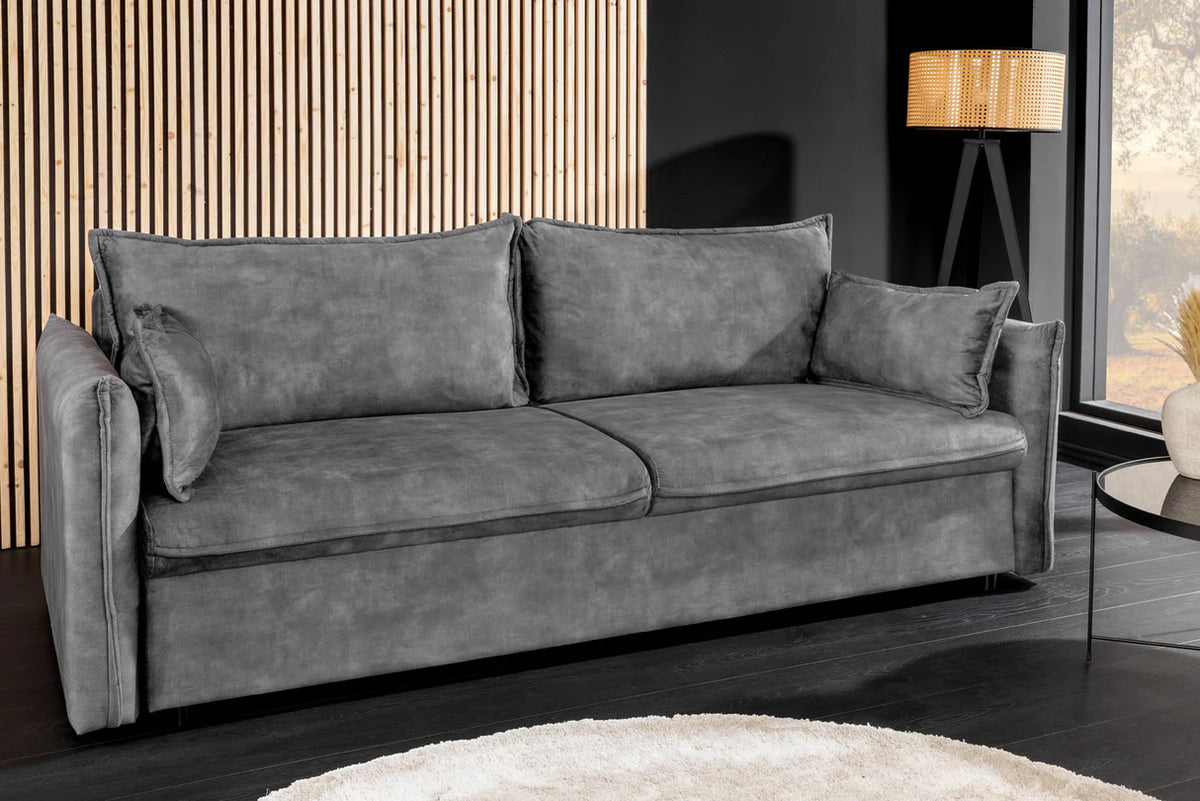 Kanapéágy APARTMENT 215 cm 3 személyes szürke bársony