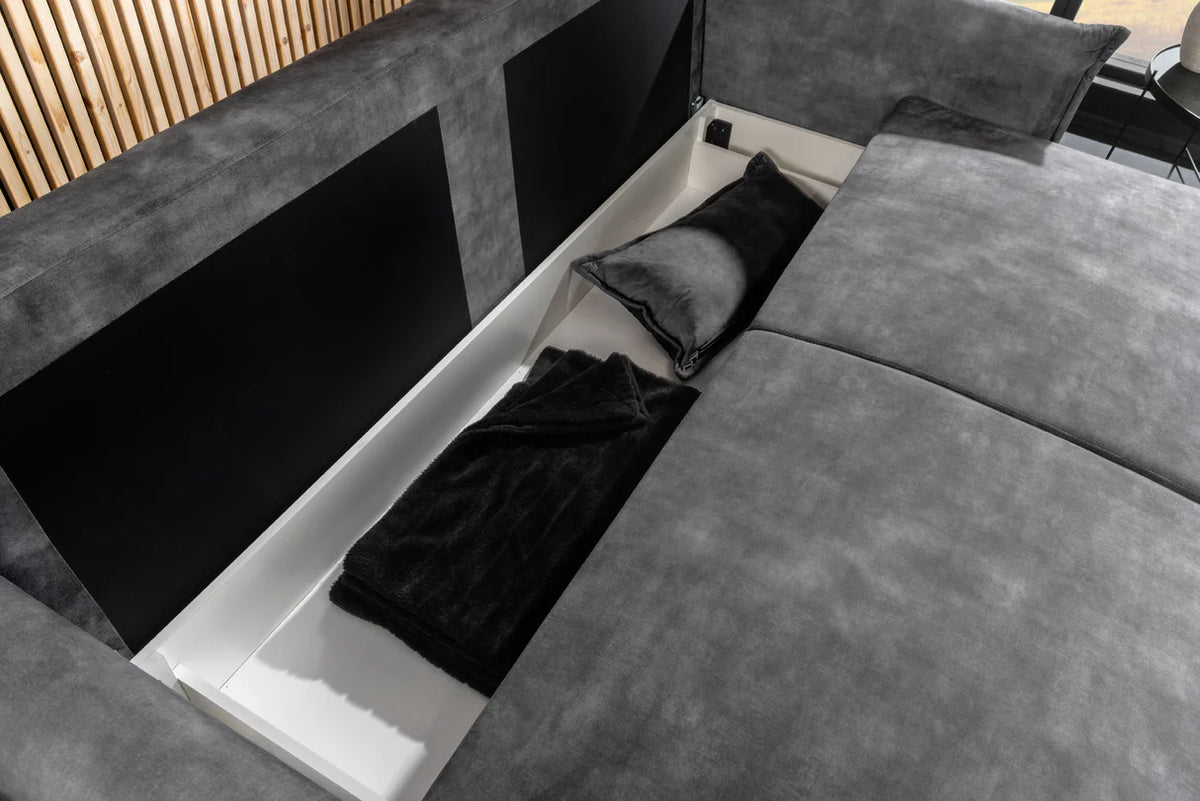 Kanapéágy APARTMENT 215 cm 3 személyes szürke bársony