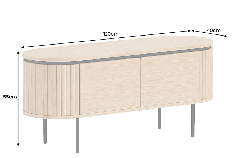 TV-szekrény ATELIER 120 cm természetes tölgyfa hatású fekete lábakkal