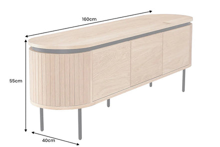 TV-szekrény ATELIER 160 cm természetes tölgyfa hatású fekete lábakkal