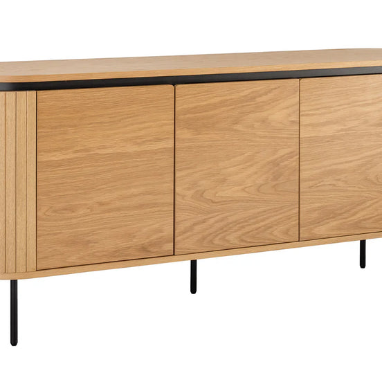 Tálalószekrény ATELIER 160 cm természetes tölgyfa hatású fekete lábakkal