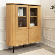 ATELIER highboard 140cm, natural oak effect with black legs