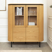 ATELIER highboard 140cm, natural oak effect with black legs