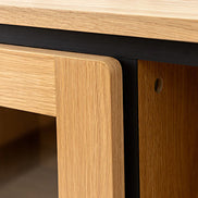 ATELIER highboard 140cm, natural oak effect with black legs