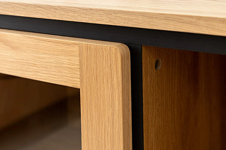 ATELIER highboard 140cm, natural oak effect with black legs