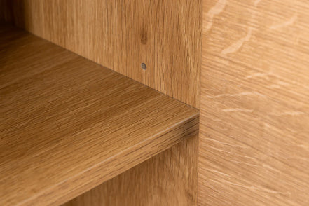 ATELIER highboard 140cm, natural oak effect with black legs