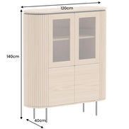 ATELIER highboard 140cm, natural oak effect with black legs