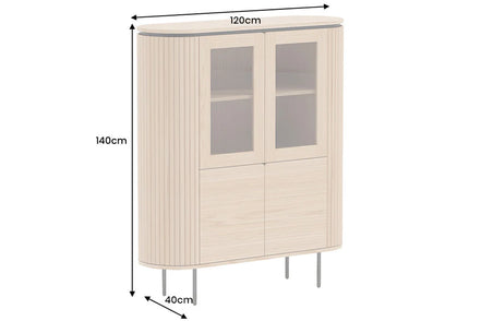 ATELIER highboard 140cm, natural oak effect with black legs