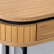ATELIER console table 120cm, natural oak wood finish with black metal frame