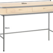 ATELIER console table 120cm, natural oak wood finish with black metal frame