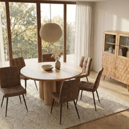 Dining table ART DECO O 140cm round natural solid mango wood