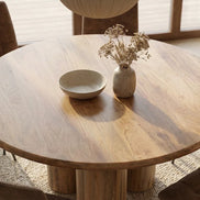 Dining table ART DECO O 140cm round natural solid mango wood