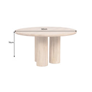 Dining table ART DECO O 140cm round natural solid mango wood