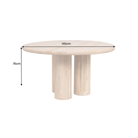Dining table ART DECO O 140cm round natural solid mango wood