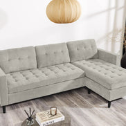 STOCKHOLM corner sofa 220 cm 3-seater spring core corduroy grey-beige