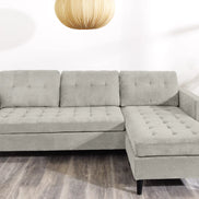 STOCKHOLM corner sofa 220 cm 3-seater spring core corduroy grey-beige