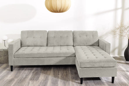 STOCKHOLM corner sofa 220 cm 3-seater spring core corduroy grey-beige