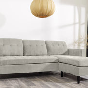 STOCKHOLM corner sofa 220 cm 3-seater spring core corduroy grey-beige
