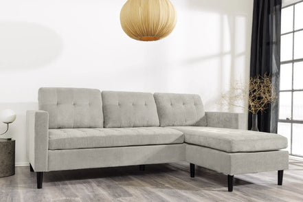 STOCKHOLM corner sofa 220 cm 3-seater spring core corduroy grey-beige