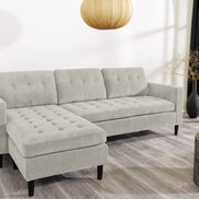 STOCKHOLM corner sofa 220 cm 3-seater spring core corduroy grey-beige