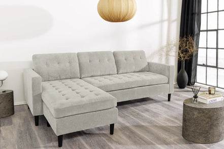 STOCKHOLM corner sofa 220 cm 3-seater spring core corduroy grey-beige