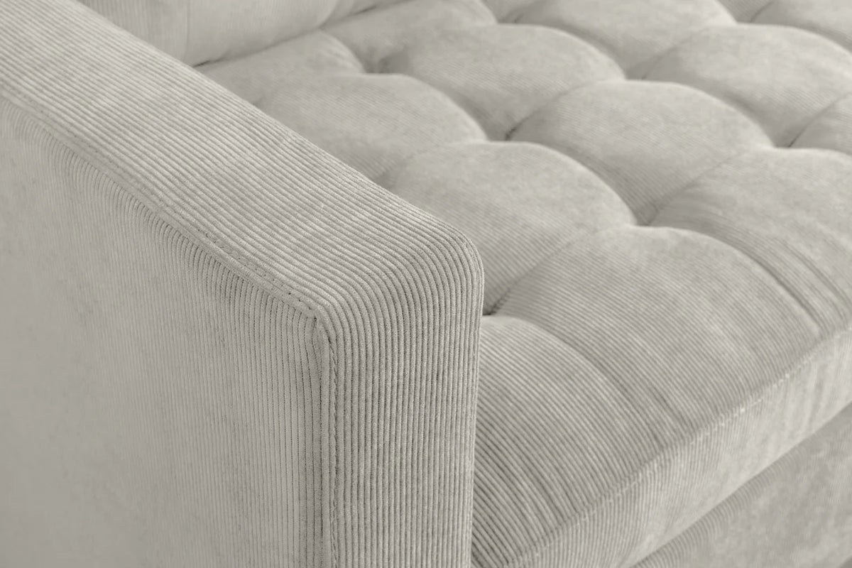 STOCKHOLM corner sofa 220 cm 3-seater spring core corduroy grey-beige