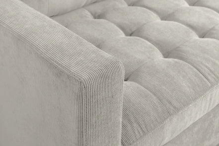 STOCKHOLM corner sofa 220 cm 3-seater spring core corduroy grey-beige
