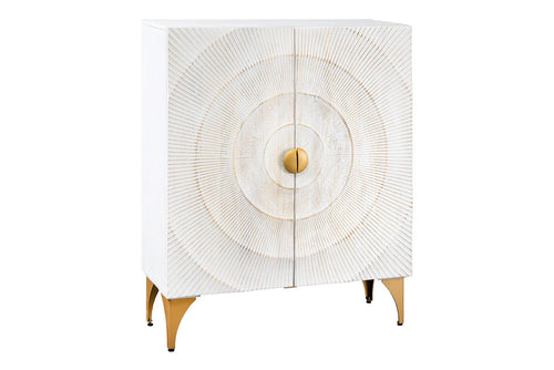 Magas komód GOLDEN SUNSET 120 cm 3D mangófa fehér-arany