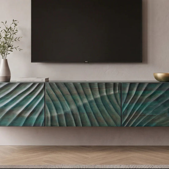 TV-szekrény SCORPION 160 cm 3D függesztett mangófa türkiz