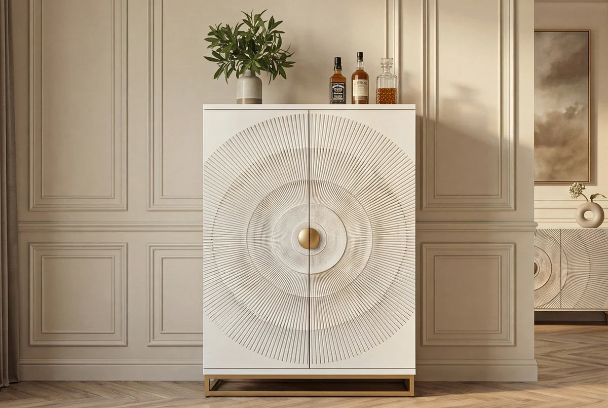 Bárszekrény GOLDEN SUNSET 140 cm 3D mangófa fehér