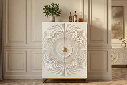 Bárszekrény GOLDEN SUNSET 140 cm 3D mangófa fehér