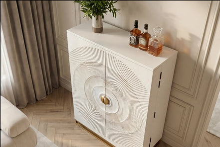 Bárszekrény GOLDEN SUNSET 140 cm 3D mangófa fehér