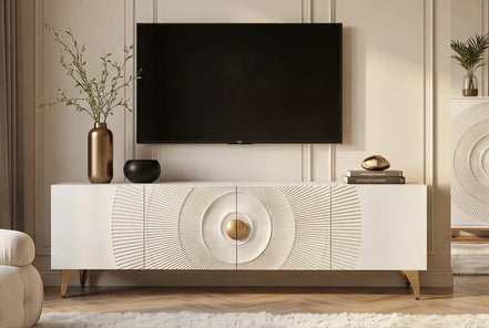 TV-szekrény GOLDEN SUNSET 180 cm 3D mangófa fehér