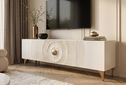 TV-szekrény GOLDEN SUNSET 180 cm 3D mangófa fehér