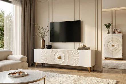 TV-szekrény GOLDEN SUNSET 180 cm 3D mangófa fehér