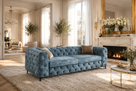 Kanapé MODERN BAROCK 235 cm 3 személyes bársony petrolkék