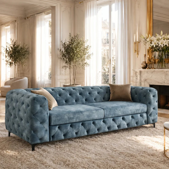 Kanapé MODERN BAROCK 235 cm 3 személyes bársony petrolkék